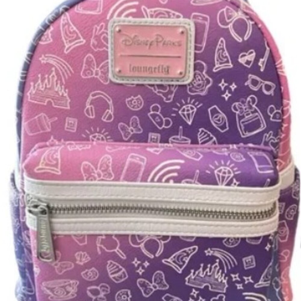 Loungefly Disney Parks Ombre Icons Mini Backpack - Pink & Purple